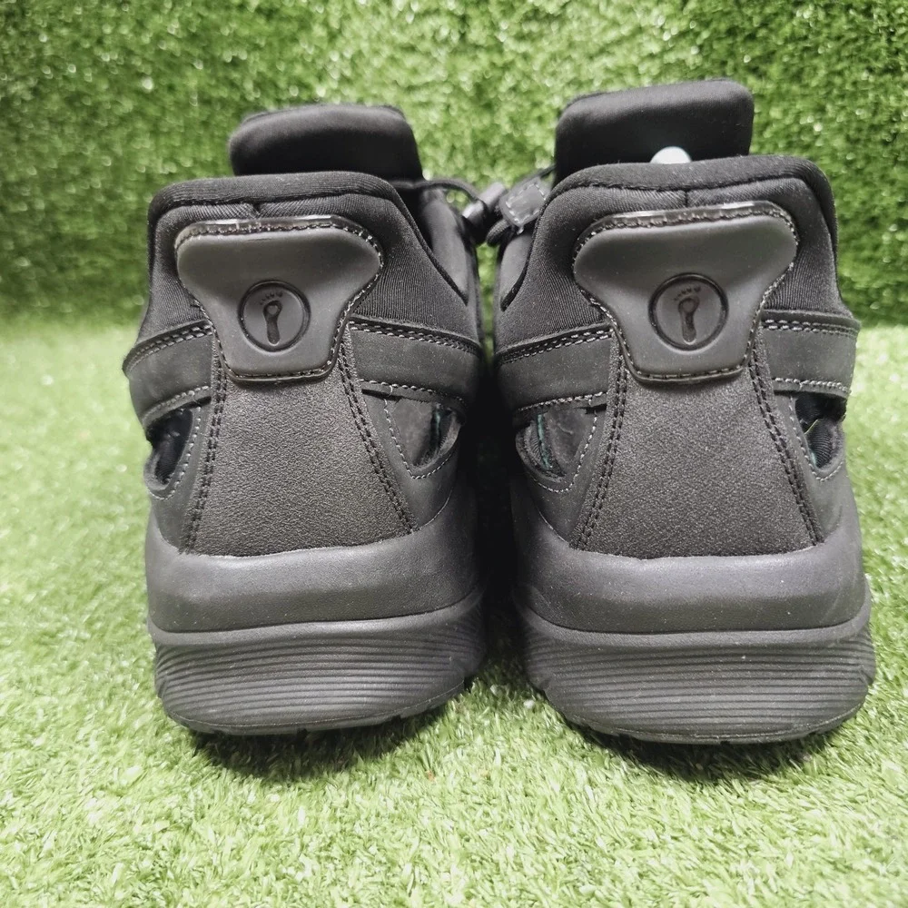 Orthofeet 1105 Saturn Black Leather Stretch Hands Free Sandals‎ Mens 10.5 X Wide